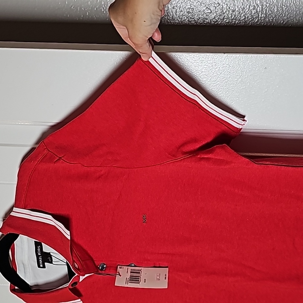 NWT Michael Kors L heathered red polo - Picture 4 of 7